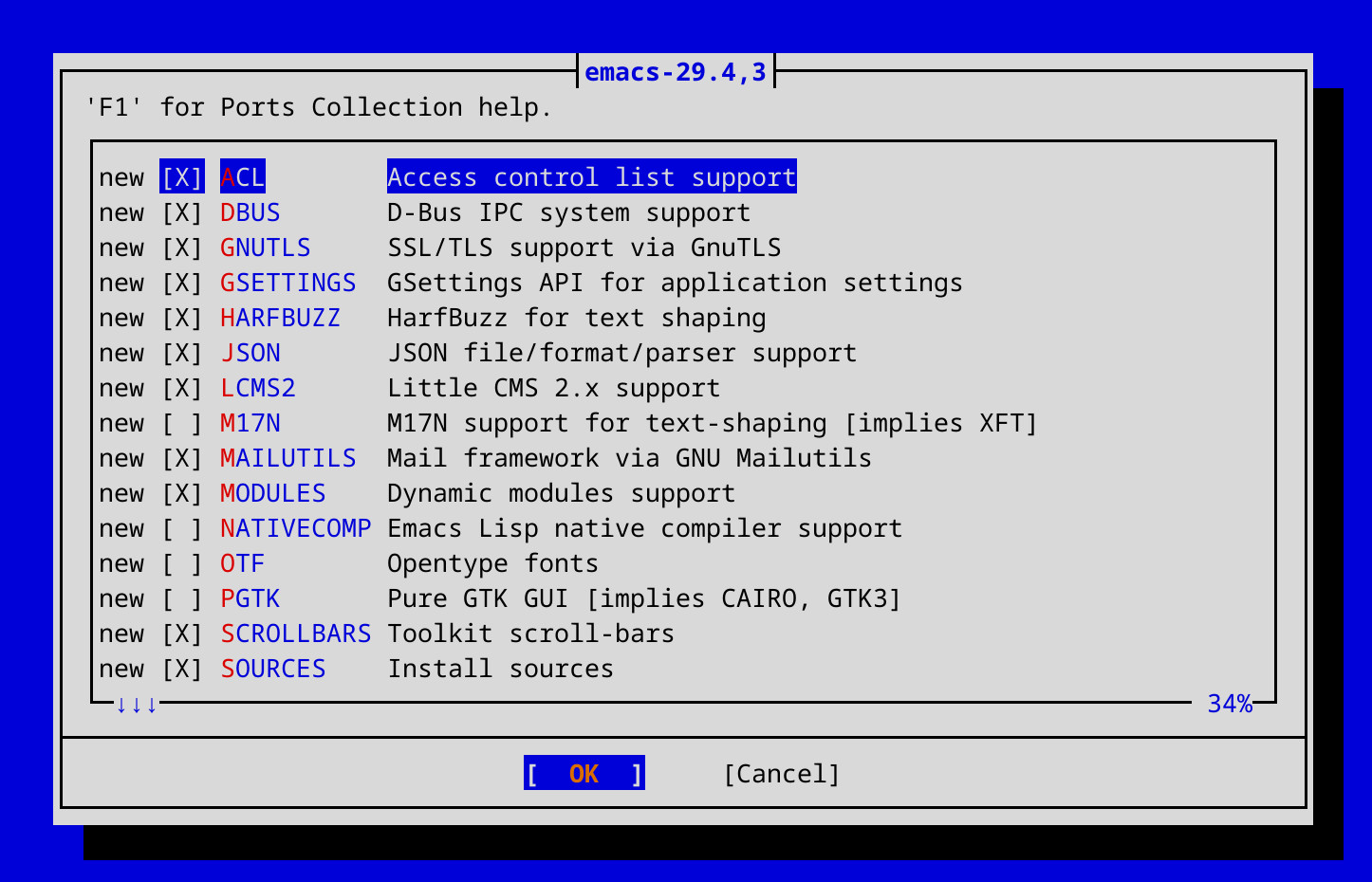 Emacs configuration options